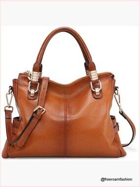 Genuine Leather Satchel Tote Shoulder Bag Laptop Bag Work Bag 14.56x4.92x11.02
